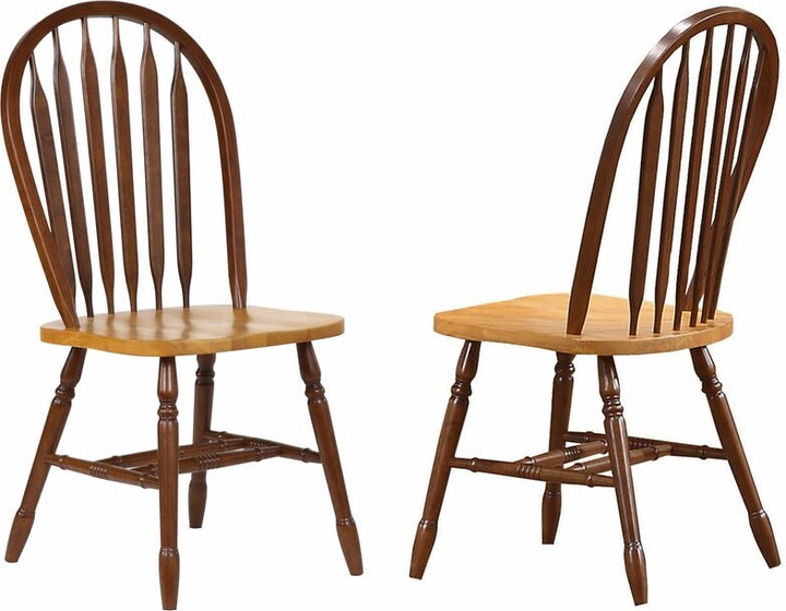 Besthom Light Oak Solid Wood Windsor Arrowback Dining Chairs Set Of 2
