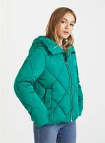 Thumbnail for your product : Miss Selfridge Green Diamond Quilted Puffer Coat