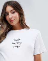 Thumbnail for your product : Adolescent Maternity Adolescent Clothing Maternity Boyfriend T-Shirt With Bun In The Oven Slogan Embroidery