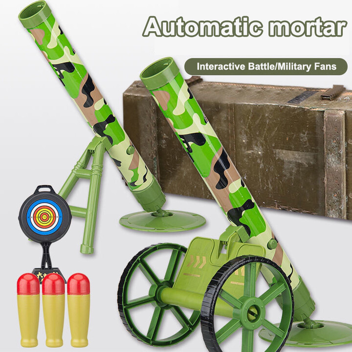 ZOCO Children & apos;s Simulation Mortar Toy Set with Wheeled Gun Mount Automatic Firing Italian Cannon Toy Children & apos;s Toy Gun Birthday Gift