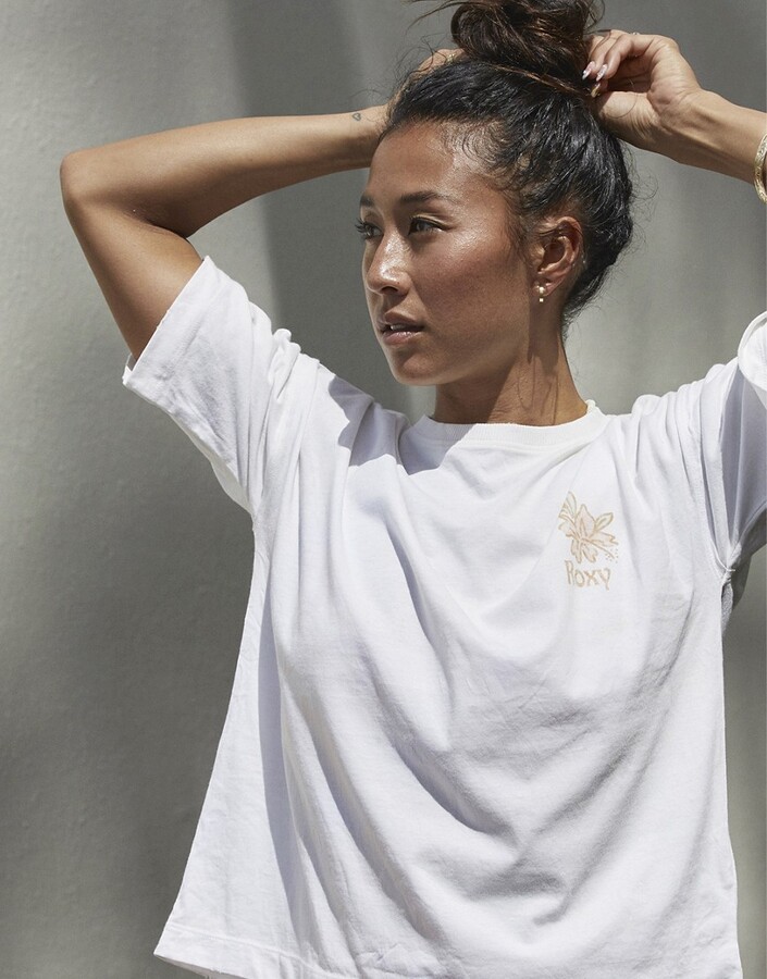 Roxy featuring Kelia Moniz Always Beach N crop oversized t-shirt in white -  ShopStyle