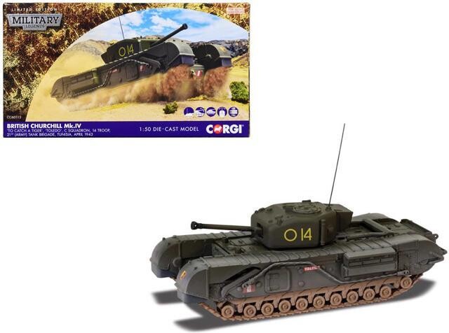 Corgi Churchill Mk. IV Tank ''To Catch a Tiger'' (1943) British Royal Army 'Military Legends' Series 1/50 Diecast Model