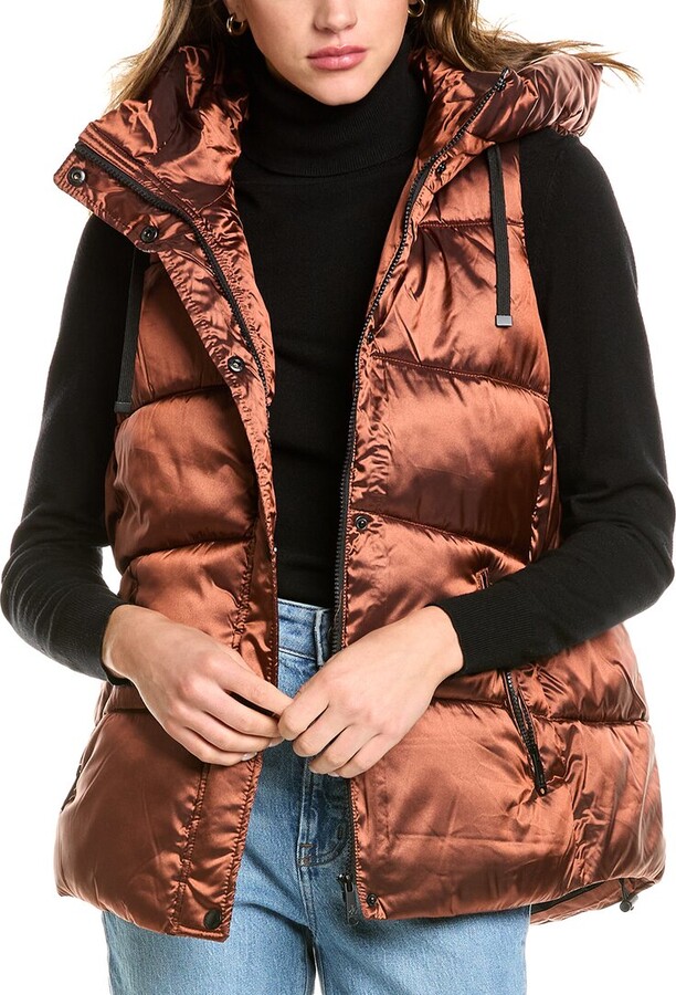 Sam Edelman Sam Vest With Fur Hood Sam Edelman Women's Quilted