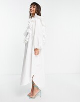 Thumbnail for your product : ASOS EDITION oversized shirt dress with ruffle detail in white