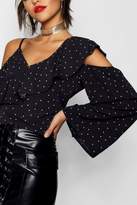 Thumbnail for your product : boohoo Polka Dot Ruffle One Shoulder Top