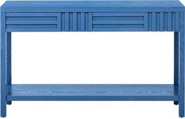George Oliver Ustyle Ash Veneer Console Table With Double Drawers Storage Shelf Striped Appearance Fir Wood Legs For Corridor Residential Use Effortless Build