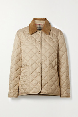Burberry Corduroy-trimmed Quilted Shell Jacket - Beige