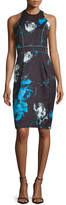 Thumbnail for your product : Carmen Marc Valvo Sleeveless Floral Cocktail Dress, Black/Turquoise