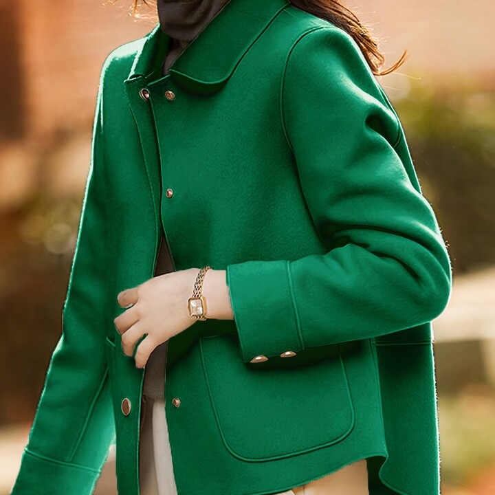 Temu European And Simple Women's Collar Single Breasted High Quality Short Coat Lazy Casual Solid Color Long Sleeve Retro Temperament Loose Matching Fashion Shirt Women's Coat