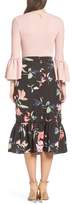 Thumbnail for your product : Eliza J Floral Taffeta Ruffle Skirt