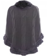 Thumbnail for your product : Armani Jeans Fur Trim Cable Knit Poncho