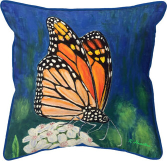 Betsy Drake Interiors Monarch and Flower Outdoor Square Pillow Cover & Insert