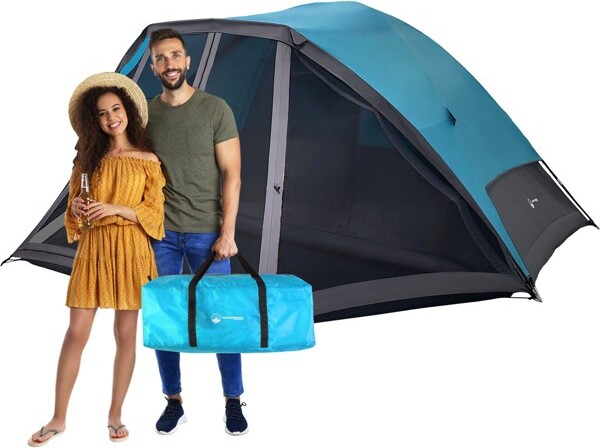 Wakeman Outdoors WakemanOutdoors6ManTentwithScreenRoomBlue