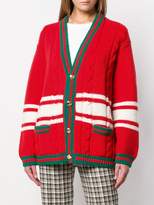 Thumbnail for your product : Gucci Web-trimmed cable knit cardigan