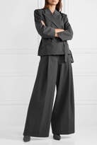 Thumbnail for your product : Dries Van Noten Podium Belted Pinstriped Twill Wide-leg Pants - Charcoal