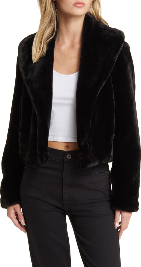 shawl collar teddy faux fur jacket