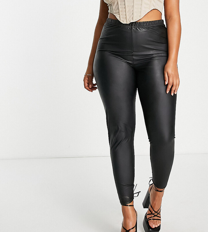 In All Plus Size Designer Inspired 100% Genuine Leather Legging Forest Night