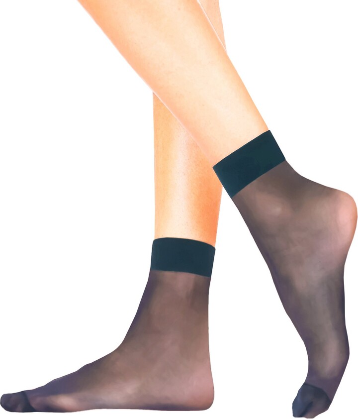 Lady Sofia 20 Pairs CARRIE Sheer Ankle Pop Socks 20 Denier Anklets for Women (Graphite) ShopStyle