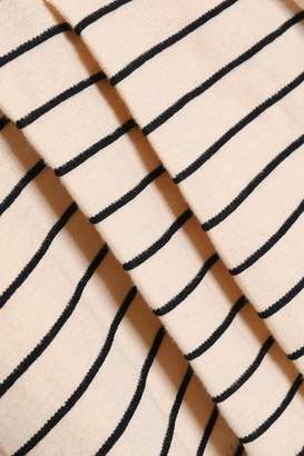 By Malene Birger Pleated Striped Cotton-blend Jersey Peplum Top