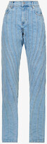 Womens Light Blue Straight-leg Mid-rise Stretch-denim Jeans