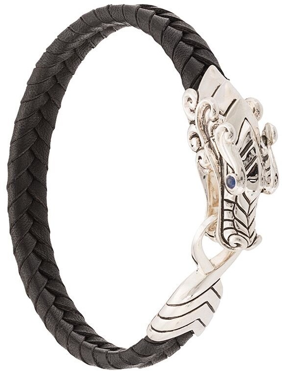 Mens Jewellery Bracelets John Hardy Silver And Sapphire Legends Naga Braided Leather Bracelet in Black for Men 