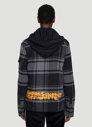 Off-White Off White Check Hooded Shirt in Grey