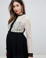 Thumbnail for your product : Little Mistress Maternity All Over Lace Top Dress With Prom Skater Skirt