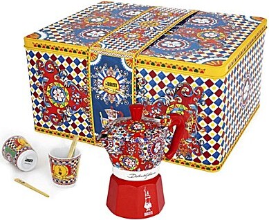 Bialetti x Dolce Gabbana Sicilian Cart Moka Express Coffee Maker Boxed Set 2 Cup