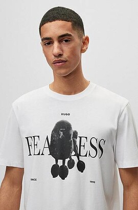 HUGO BOSS Cotton-jersey T-shirt with dog print and slogan - ShopStyle
