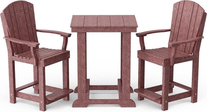 Wildridge Heritage 3-Piece Cherrywood HDPE Plastic Outdoor Patio Counter Set