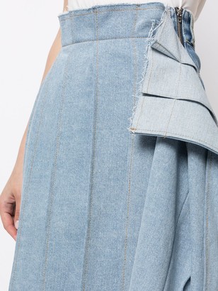 Sjyp Pleated Denim Midi Skirt