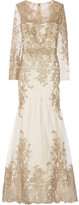 Thumbnail for your product : Notte by Marchesa 3135 Notte by Marchesa Embroidered tulle gown