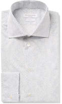 Thumbnail for your product : Richard James White Slim-Fit Cutaway-Collar Printed Cotton-Poplin Shirt - Men - White