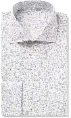 Richard James White Slim-Fit Cutaway-Collar Printed Cotton-Poplin Shirt - Men - White