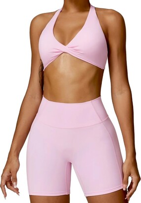 QINSEN Workout Outfits for Women 2 Piece Ribbed Seamless Crop Tank High  Waist Yoga Leggings Sets - ShopStyle Activewear Trousers