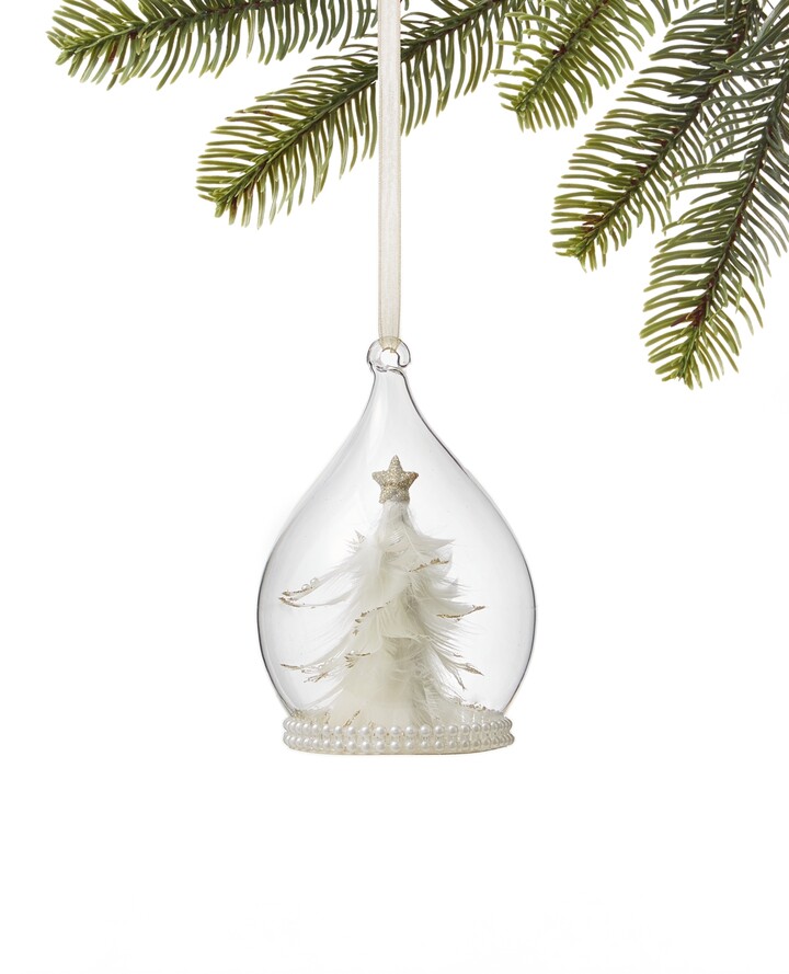 Holiday Lane Shimmer and Light Glass Dome with Tree Ornament, Created for Macy's
