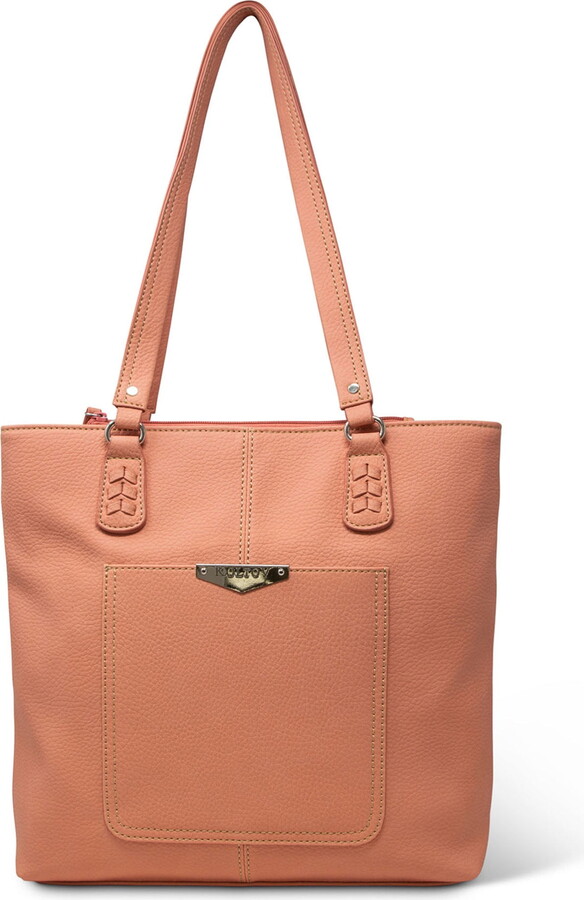Koltov Vegan Leather Lexi Tote, Salmon