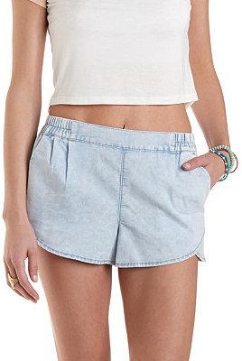 Charlotte Russe Light Wash Chambray Dolphin Shorts
