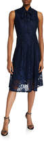 Thumbnail for your product : Neiman Marcus Lace Fit-&-Flare Dress W/ Necktie