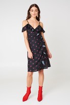 Thumbnail for your product : NA-KD Cold Shoulder Flower Printed Overlap Midi Dress