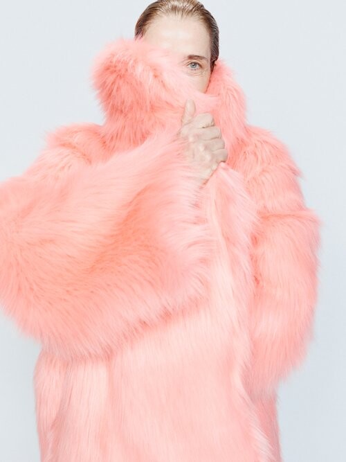 Penny Lane Coat, in Pink Faux Leather with Faux Fur, Size: Small | Show Me Your Mumu