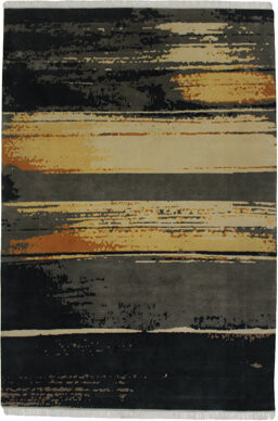 CaliComfy Handmade all over Modern Indo 100% Wool on Cotton Area Rug - 6'10'' x 10'1''