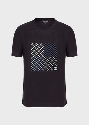 Giorgio Armani T-Shirt With Flocked Chevron Decoration