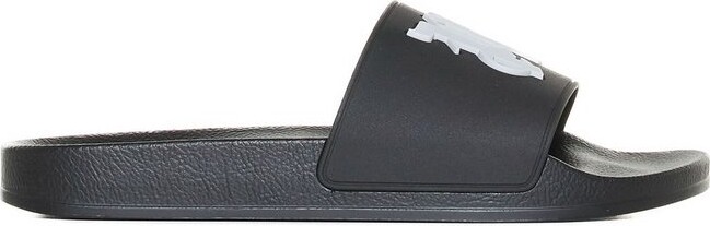 Palm Angels Monogram Patch Round Toe Slides