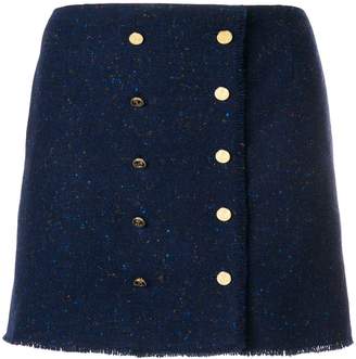 Thom Browne Front-buttoned Frayed Mini Skirt