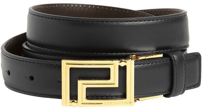 Versace 25mm Greca Logo Reversible Leather Belt - ShopStyle