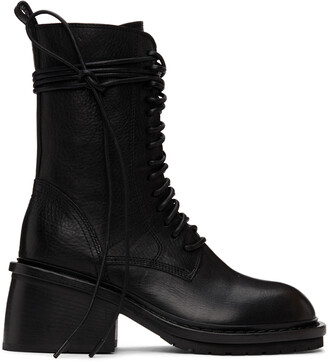 Ann Demeulemeester Black Lace-Up Ankle Boots