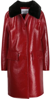 Stand Studio Boxy Fit Fur-Trimmed Coat