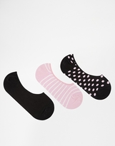 Thumbnail for your product : ASOS 3 Pack Spot And Stripe Pop Socks - Multi