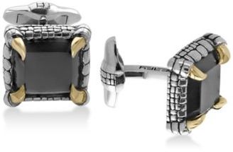 Effy Men's Onyx (14-1/2 x 13mm) Claw Cuff Links in Sterling Silver and 18k Gold-Plate